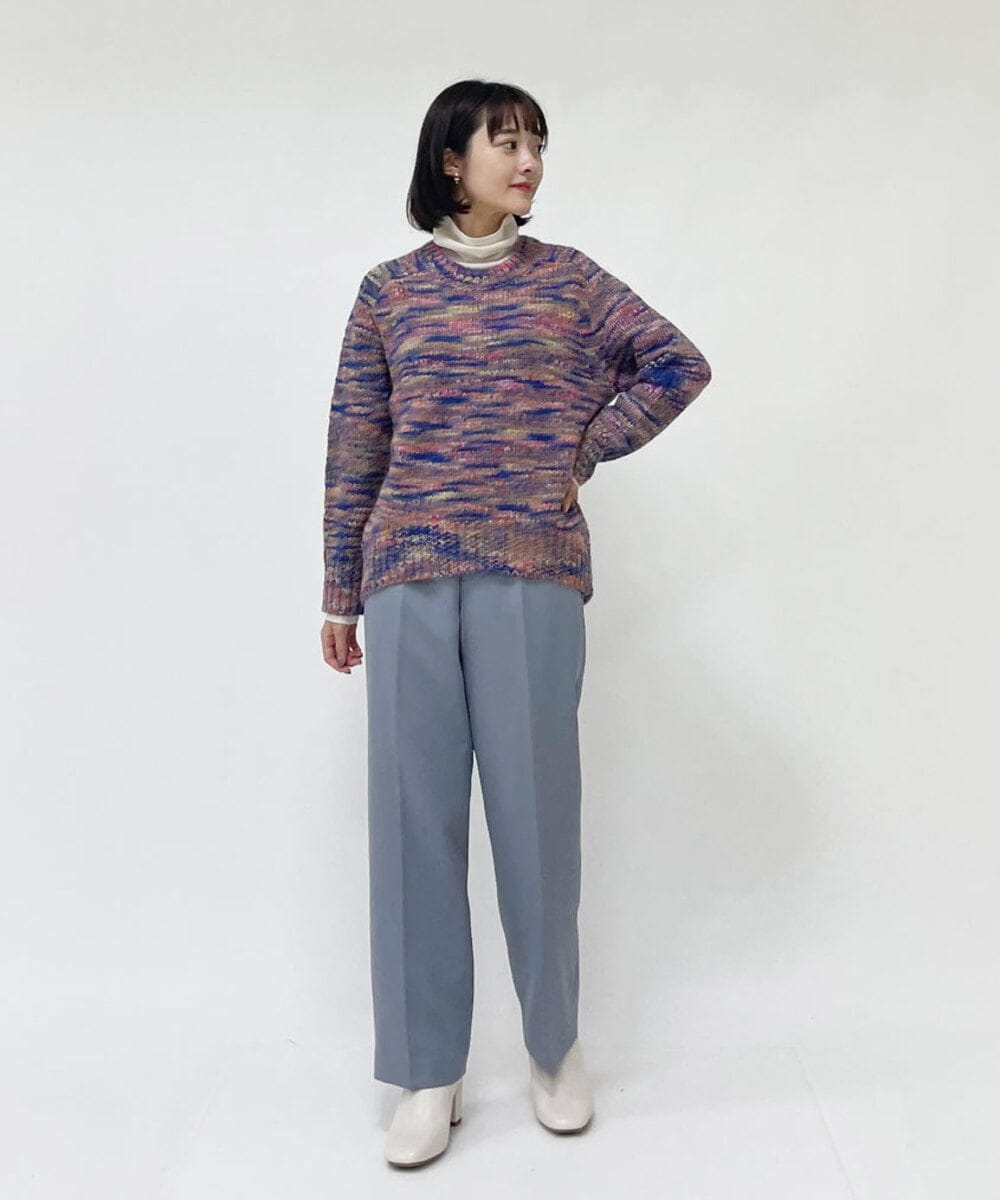 F1LAS48150 MK MICHEL KLEIN(小さいサイズ)(メゾン ドゥ サンク) 【小さいサイズ】ダブルクロスストレートパンツ/洗える ブルーグレー
