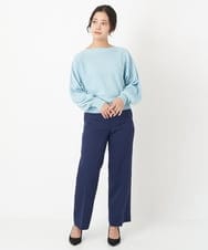 F1LAS48150 MK MICHEL KLEIN(小さいサイズ)(メゾン ドゥ サンク) 【小さいサイズ】ダブルクロスストレートパンツ/洗える ブルーグレー