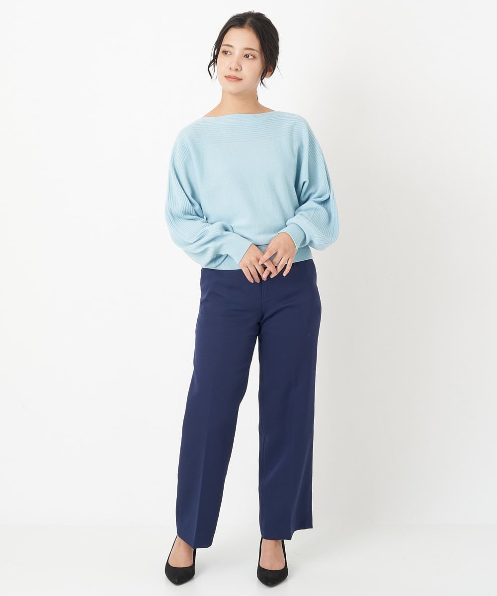 F1LAS48150 MK MICHEL KLEIN(小さいサイズ)(メゾン ドゥ サンク) 【小さいサイズ】ダブルクロスストレートパンツ/洗える ブルーグレー