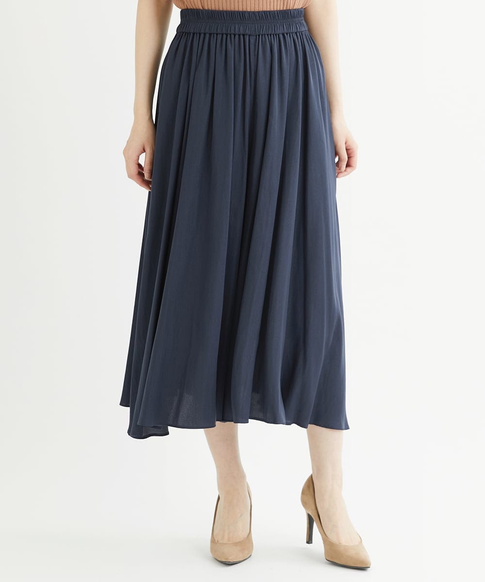 F1LAV22160 MK MICHEL KLEIN(小さいサイズ)(メゾン ドゥ サンク) 【小さいサイズ】起毛サテンガウチョパンツ/新色追加/洗える ネイビー