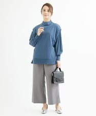 F1LAV42160 MK MICHEL KLEIN(小さいサイズ)(メゾン ドゥ サンク) 【小さいサイズ】ウールライクツイルワイドパンツ/3サイズ展開/洗える グレー