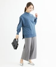 F1LAV42160 MK MICHEL KLEIN(小さいサイズ)(メゾン ドゥ サンク) 【小さいサイズ】ウールライクツイルワイドパンツ/3サイズ展開/洗える グレー