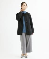 F1LAV42160 MK MICHEL KLEIN(小さいサイズ)(メゾン ドゥ サンク) 【小さいサイズ】ウールライクツイルワイドパンツ/3サイズ展開/洗える グレー