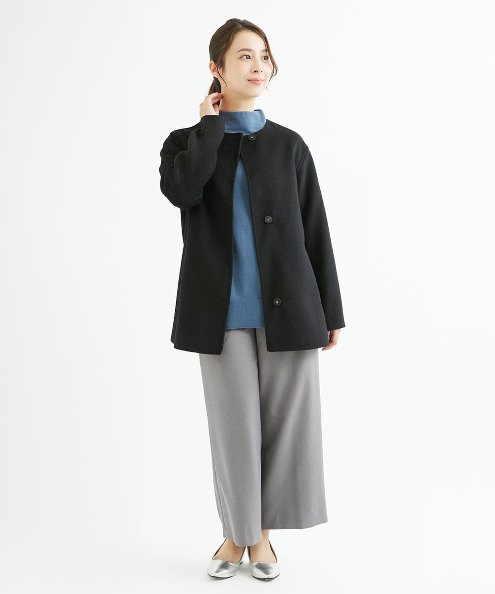 F1LAV42160 MK MICHEL KLEIN(小さいサイズ)(メゾン ドゥ サンク) 【小さいサイズ】ウールライクツイルワイドパンツ/3サイズ展開/洗える グレー