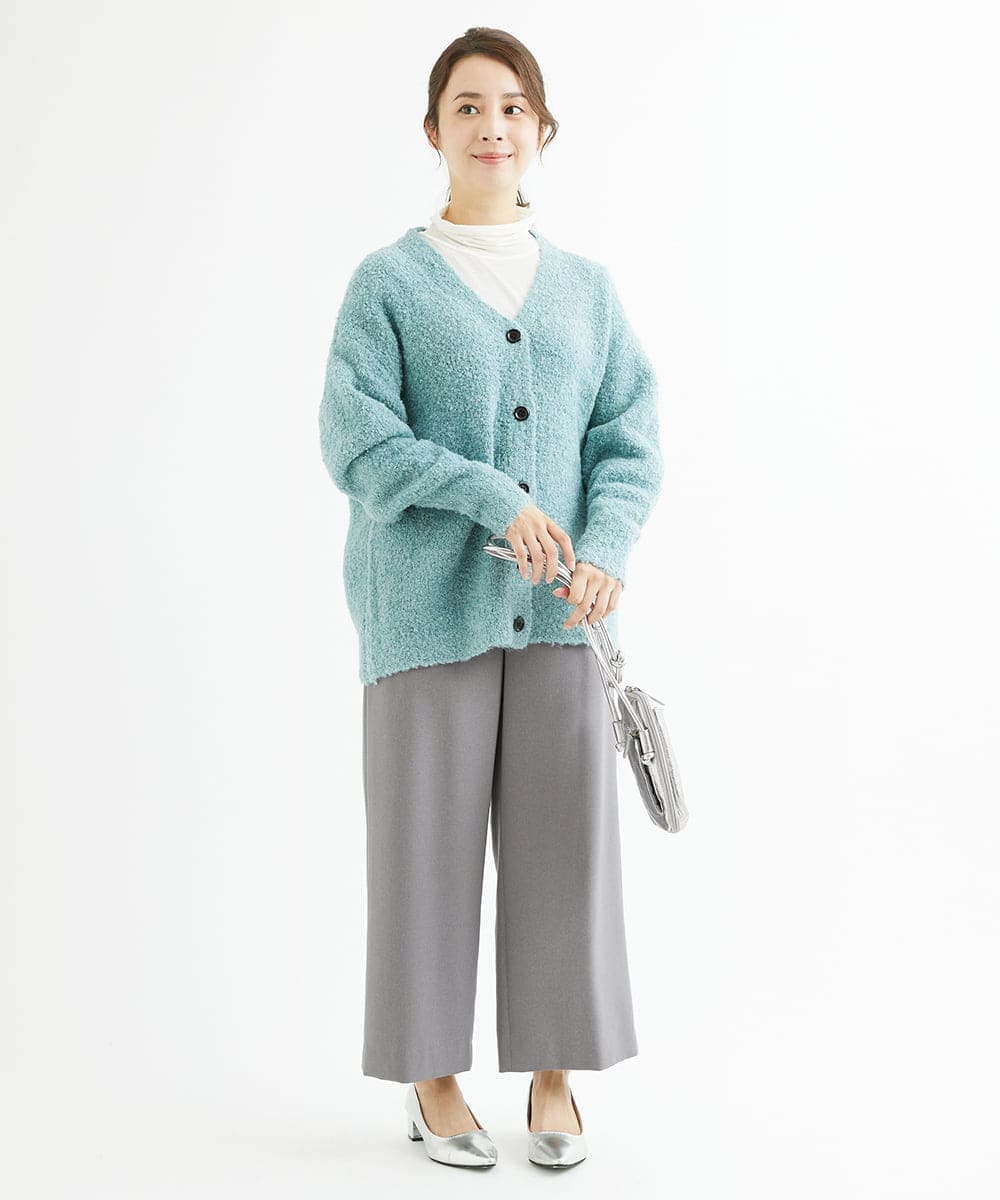 F1LAV42160 MK MICHEL KLEIN(小さいサイズ)(メゾン ドゥ サンク) 【小さいサイズ】ウールライクツイルワイドパンツ/3サイズ展開/洗える グレー