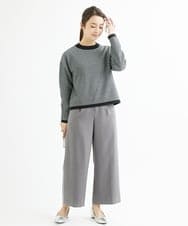 F1LAV42160 MK MICHEL KLEIN(小さいサイズ)(メゾン ドゥ サンク) 【小さいサイズ】ウールライクツイルワイドパンツ/3サイズ展開/洗える グレー