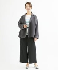F1LAV42160 MK MICHEL KLEIN(小さいサイズ)(メゾン ドゥ サンク) 【小さいサイズ】ウールライクツイルワイドパンツ/3サイズ展開/洗える グレー