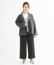 F1LAV42160 MK MICHEL KLEIN(小さいサイズ)(メゾン ドゥ サンク) 【小さいサイズ】ウールライクツイルワイドパンツ/3サイズ展開/洗える グレー