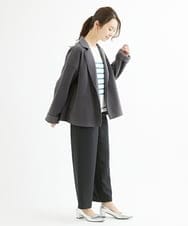 F1LAV42160 MK MICHEL KLEIN(小さいサイズ)(メゾン ドゥ サンク) 【小さいサイズ】ウールライクツイルワイドパンツ/3サイズ展開/洗える グレー