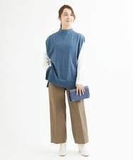F1LAV46160 MK MICHEL KLEIN(小さいサイズ)(メゾン ドゥ サンク) 【小さいサイズ】パウダーツイルストレッチワイドパンツ/洗える モカ