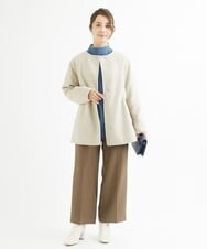 F1LAV46160 MK MICHEL KLEIN(小さいサイズ)(メゾン ドゥ サンク) 【小さいサイズ】パウダーツイルストレッチワイドパンツ/洗える モカ