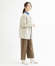 F1LAV46160 MK MICHEL KLEIN(小さいサイズ)(メゾン ドゥ サンク) 【小さいサイズ】パウダーツイルストレッチワイドパンツ/洗える モカ
