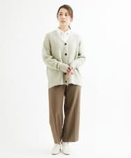 F1LAV46160 MK MICHEL KLEIN(小さいサイズ)(メゾン ドゥ サンク) 【小さいサイズ】パウダーツイルストレッチワイドパンツ/洗える モカ