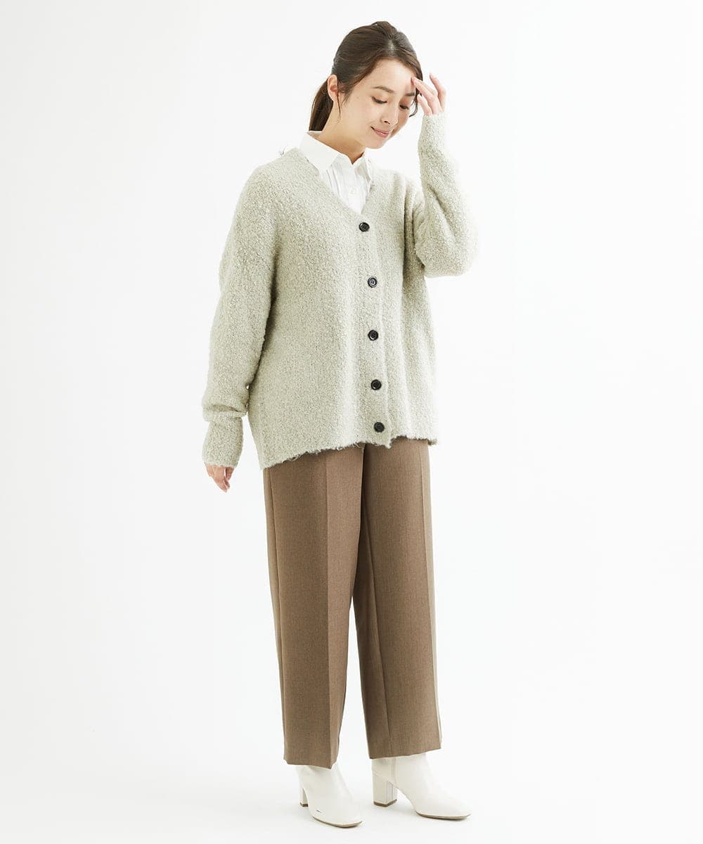 F1LAV46160 MK MICHEL KLEIN(小さいサイズ)(メゾン ドゥ サンク) 【小さいサイズ】パウダーツイルストレッチワイドパンツ/洗える モカ