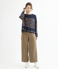 F1LAV46160 MK MICHEL KLEIN(小さいサイズ)(メゾン ドゥ サンク) 【小さいサイズ】パウダーツイルストレッチワイドパンツ/洗える モカ