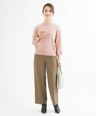 F1LAV46160 MK MICHEL KLEIN(小さいサイズ)(メゾン ドゥ サンク) 【小さいサイズ】パウダーツイルストレッチワイドパンツ/洗える モカ