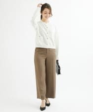 F1LAV46160 MK MICHEL KLEIN(小さいサイズ)(メゾン ドゥ サンク) 【小さいサイズ】パウダーツイルストレッチワイドパンツ/洗える モカ
