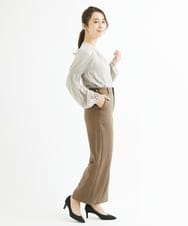 F1LAV46160 MK MICHEL KLEIN(小さいサイズ)(メゾン ドゥ サンク) 【小さいサイズ】パウダーツイルストレッチワイドパンツ/洗える モカ