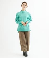 F1LAV46160 MK MICHEL KLEIN(小さいサイズ)(メゾン ドゥ サンク) 【小さいサイズ】パウダーツイルストレッチワイドパンツ/洗える モカ