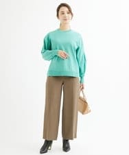 F1LAV46160 MK MICHEL KLEIN(小さいサイズ)(メゾン ドゥ サンク) 【小さいサイズ】パウダーツイルストレッチワイドパンツ/洗える モカ