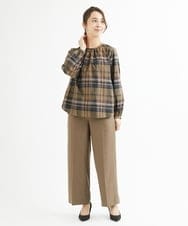 F1LAV46160 MK MICHEL KLEIN(小さいサイズ)(メゾン ドゥ サンク) 【小さいサイズ】パウダーツイルストレッチワイドパンツ/洗える モカ