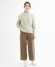 F1LAV46160 MK MICHEL KLEIN(小さいサイズ)(メゾン ドゥ サンク) 【小さいサイズ】パウダーツイルストレッチワイドパンツ/洗える モカ