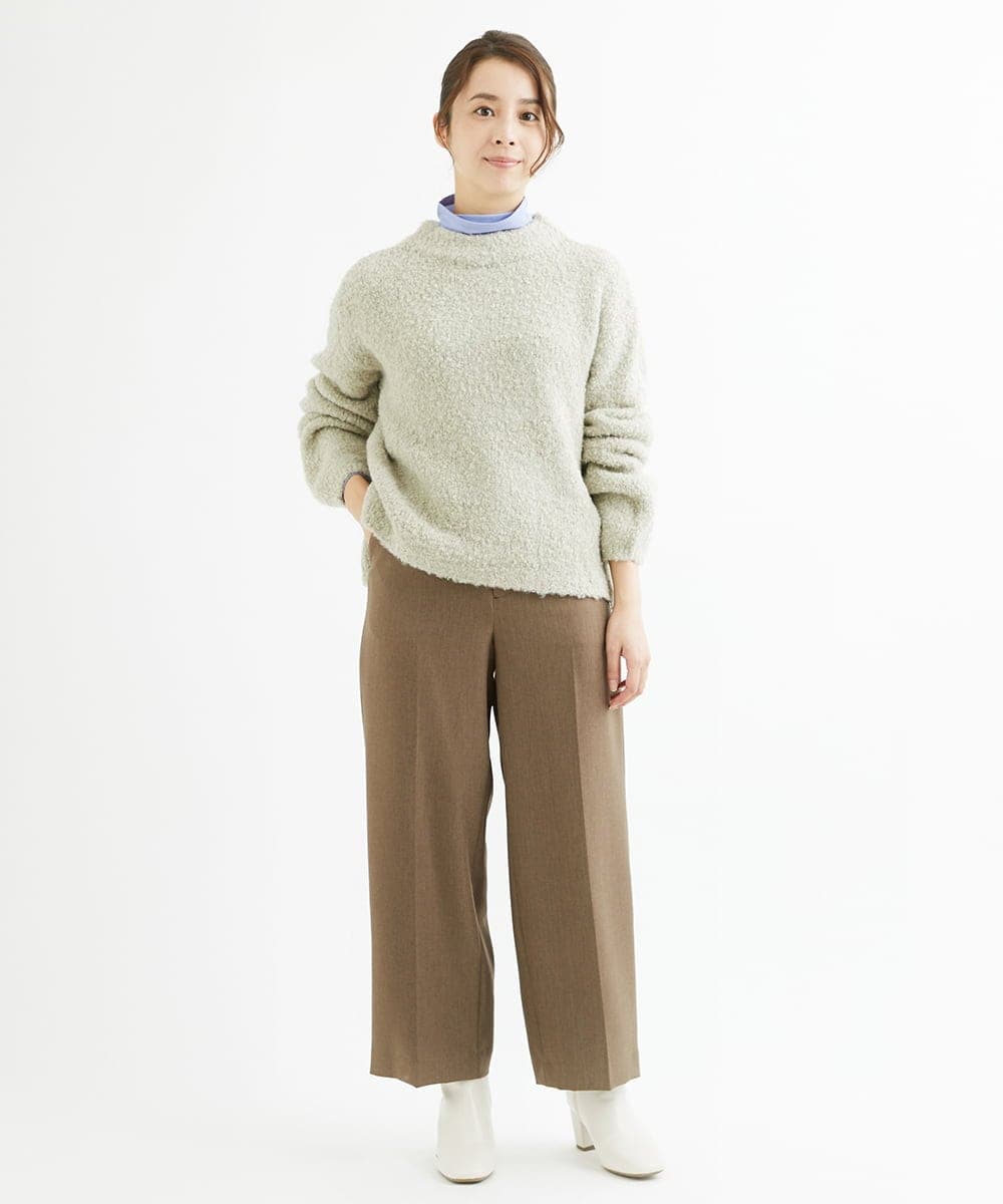 F1LAV46160 MK MICHEL KLEIN(小さいサイズ)(メゾン ドゥ サンク) 【小さいサイズ】パウダーツイルストレッチワイドパンツ/洗える モカ