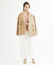 F1LAV46160 MK MICHEL KLEIN(小さいサイズ)(メゾン ドゥ サンク) 【小さいサイズ】パウダーツイルストレッチワイドパンツ/洗える モカ
