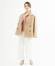 F1LAV46160 MK MICHEL KLEIN(小さいサイズ)(メゾン ドゥ サンク) 【小さいサイズ】パウダーツイルストレッチワイドパンツ/洗える モカ
