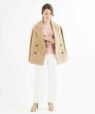 F1LAV46160 MK MICHEL KLEIN(小さいサイズ)(メゾン ドゥ サンク) 【小さいサイズ】パウダーツイルストレッチワイドパンツ/洗える モカ