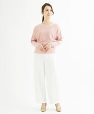 F1LAV46160 MK MICHEL KLEIN(小さいサイズ)(メゾン ドゥ サンク) 【小さいサイズ】パウダーツイルストレッチワイドパンツ/洗える モカ