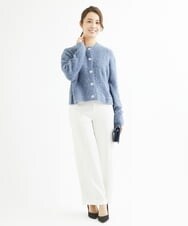 F1LAV46160 MK MICHEL KLEIN(小さいサイズ)(メゾン ドゥ サンク) 【小さいサイズ】パウダーツイルストレッチワイドパンツ/洗える モカ