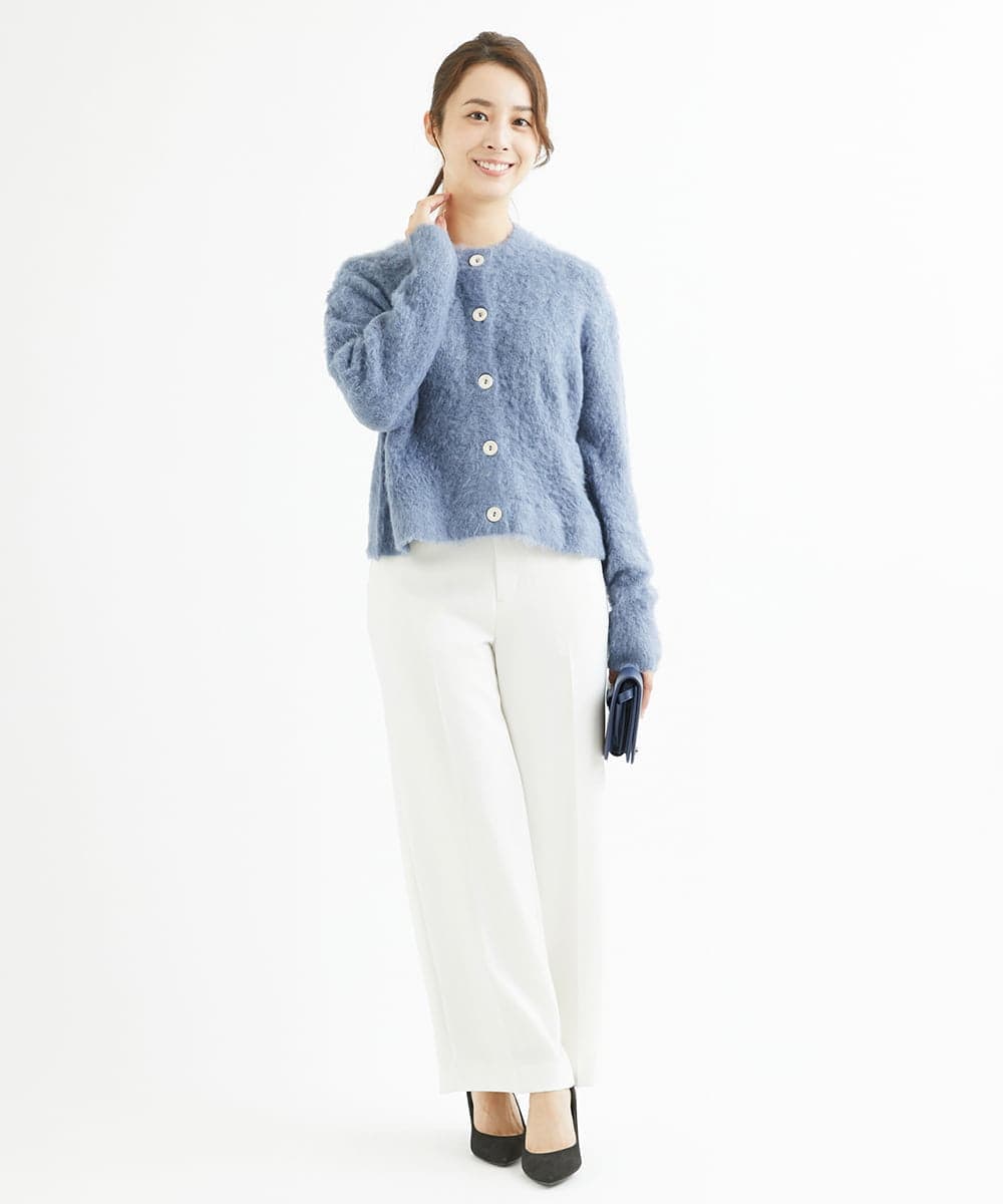F1LAV46160 MK MICHEL KLEIN(小さいサイズ)(メゾン ドゥ サンク) 【小さいサイズ】パウダーツイルストレッチワイドパンツ/洗える モカ
