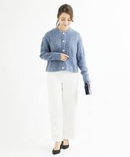 F1LAV46160 MK MICHEL KLEIN(小さいサイズ)(メゾン ドゥ サンク) 【小さいサイズ】パウダーツイルストレッチワイドパンツ/洗える モカ