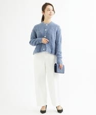 F1LAV46160 MK MICHEL KLEIN(小さいサイズ)(メゾン ドゥ サンク) 【小さいサイズ】パウダーツイルストレッチワイドパンツ/洗える モカ