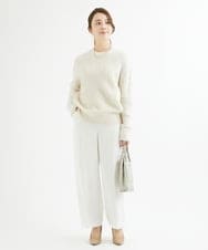 F1LAV46160 MK MICHEL KLEIN(小さいサイズ)(メゾン ドゥ サンク) 【小さいサイズ】パウダーツイルストレッチワイドパンツ/洗える モカ