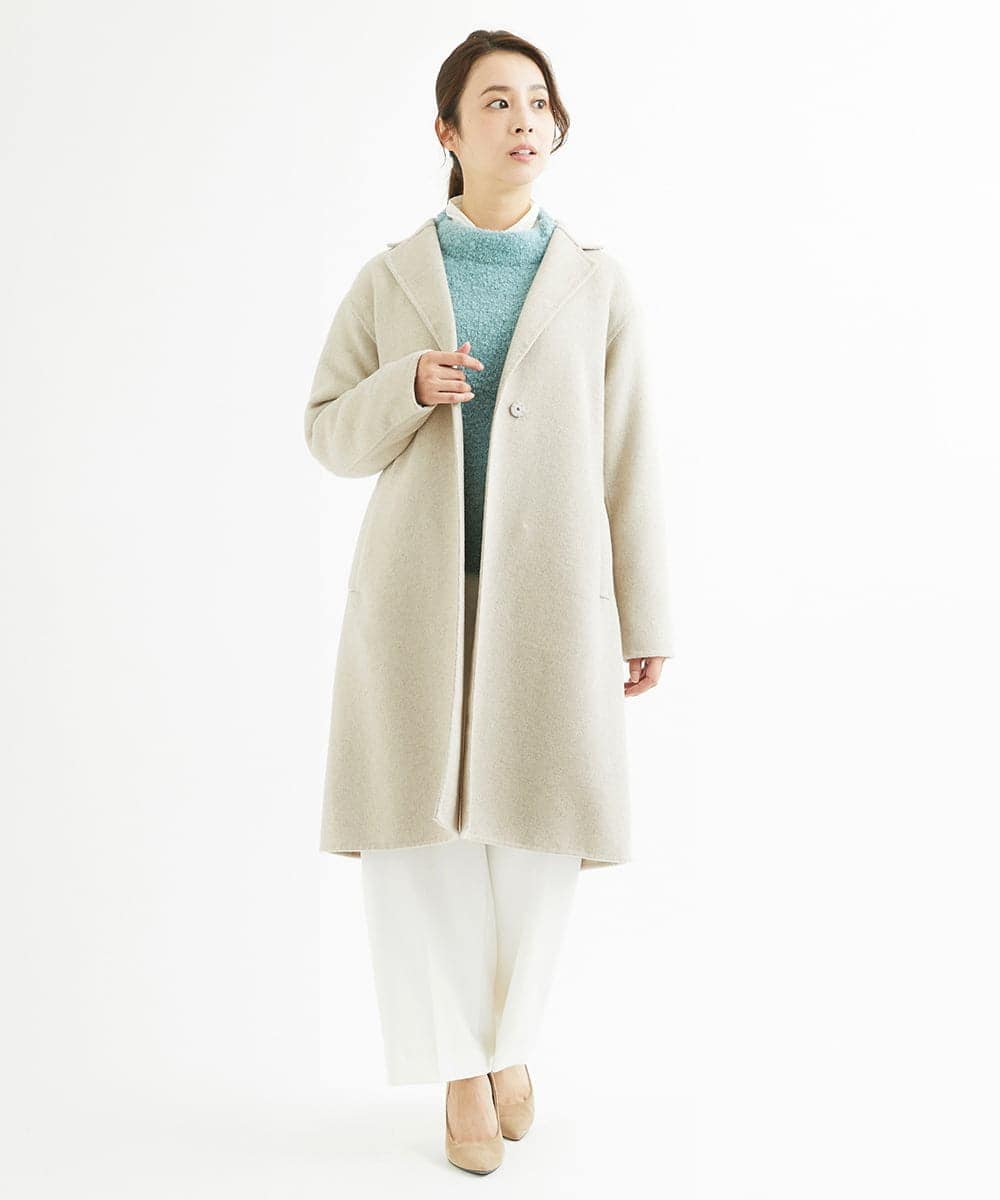 F1LAV46160 MK MICHEL KLEIN(小さいサイズ)(メゾン ドゥ サンク) 【小さいサイズ】パウダーツイルストレッチワイドパンツ/洗える モカ