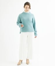 F1LAV46160 MK MICHEL KLEIN(小さいサイズ)(メゾン ドゥ サンク) 【小さいサイズ】パウダーツイルストレッチワイドパンツ/洗える モカ