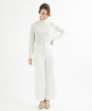 F1LAV46160 MK MICHEL KLEIN(小さいサイズ)(メゾン ドゥ サンク) 【小さいサイズ】パウダーツイルストレッチワイドパンツ/洗える モカ