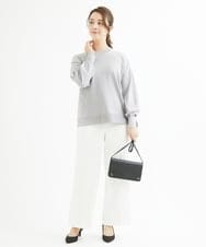 F1LAV46160 MK MICHEL KLEIN(小さいサイズ)(メゾン ドゥ サンク) 【小さいサイズ】パウダーツイルストレッチワイドパンツ/洗える モカ