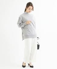 F1LAV46160 MK MICHEL KLEIN(小さいサイズ)(メゾン ドゥ サンク) 【小さいサイズ】パウダーツイルストレッチワイドパンツ/洗える モカ