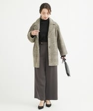 F1LAV50150 MK MICHEL KLEIN(小さいサイズ)(メゾン ドゥ サンク) 【小さいサイズ】ウール調ストレートワイドパンツ/洗える ホワイト