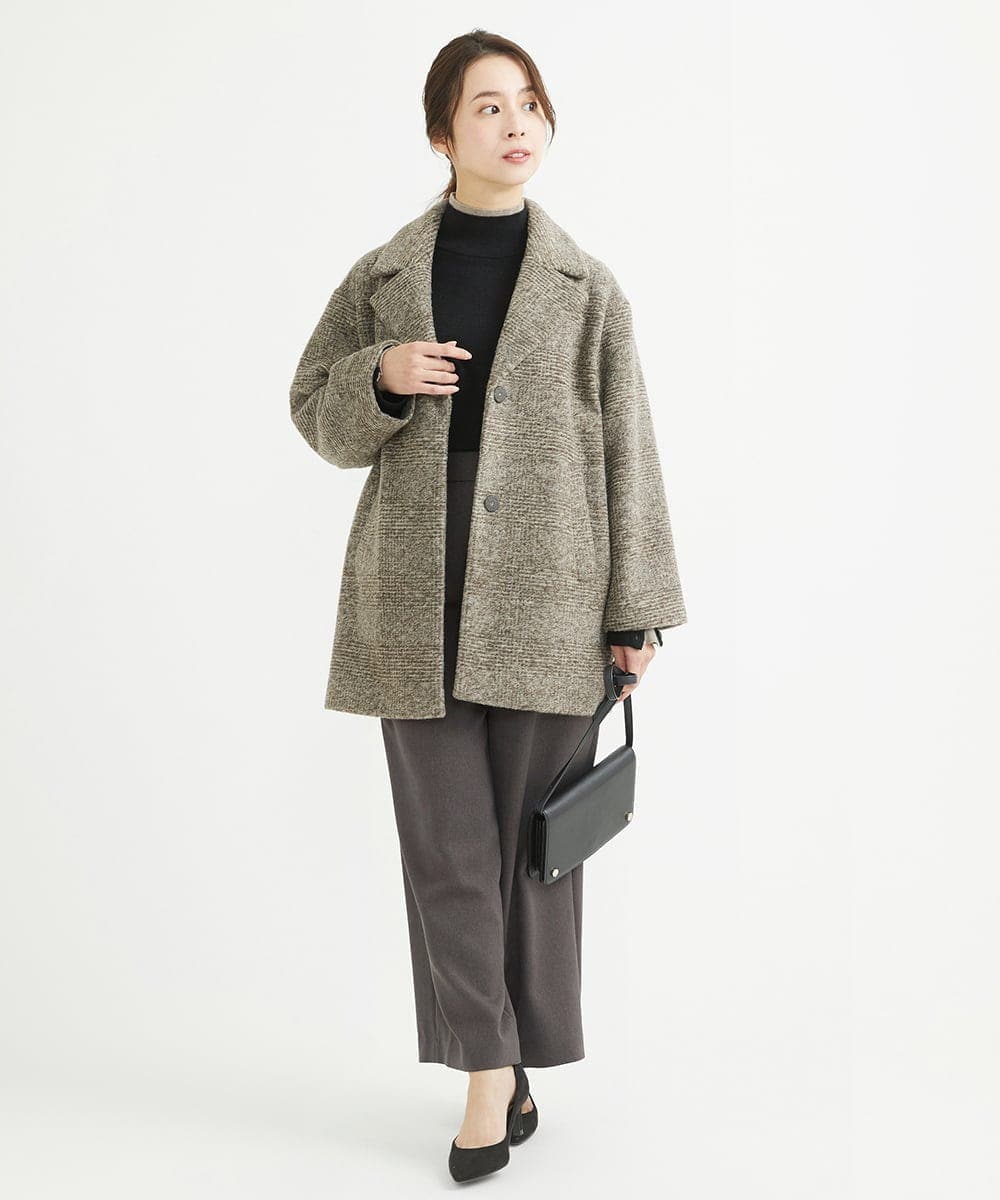 F1LAV50150 MK MICHEL KLEIN(小さいサイズ)(メゾン ドゥ サンク) 【小さいサイズ】ウール調ストレートワイドパンツ/洗える ホワイト