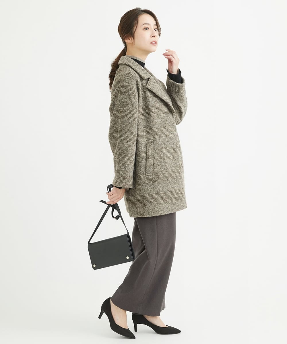 F1LAV50150 MK MICHEL KLEIN(小さいサイズ)(メゾン ドゥ サンク) 【小さいサイズ】ウール調ストレートワイドパンツ/洗える ホワイト