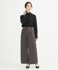 F1LAV50150 MK MICHEL KLEIN(小さいサイズ)(メゾン ドゥ サンク) 【小さいサイズ】ウール調ストレートワイドパンツ/洗える ホワイト