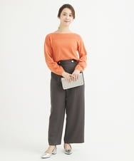 F1LAV50150 MK MICHEL KLEIN(小さいサイズ)(メゾン ドゥ サンク) 【小さいサイズ】ウール調ストレートワイドパンツ/洗える ホワイト
