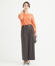 F1LAV50150 MK MICHEL KLEIN(小さいサイズ)(メゾン ドゥ サンク) 【小さいサイズ】ウール調ストレートワイドパンツ/洗える ホワイト