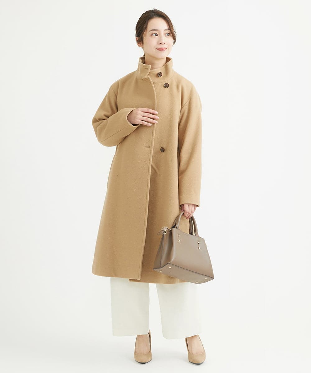 F1LAV50150 MK MICHEL KLEIN(小さいサイズ)(メゾン ドゥ サンク) 【小さいサイズ】ウール調ストレートワイドパンツ/洗える ホワイト