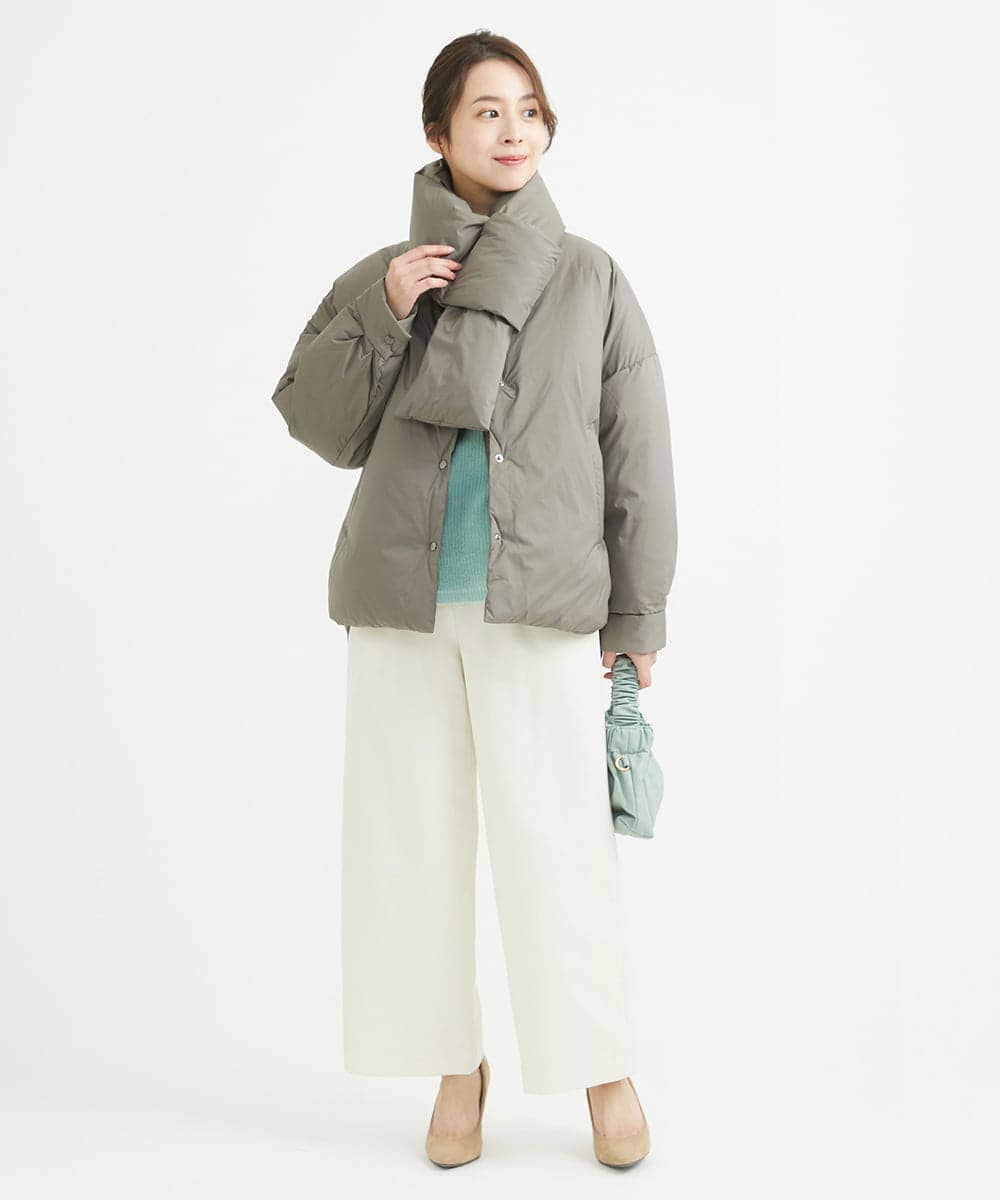 F1LAV50150 MK MICHEL KLEIN(小さいサイズ)(メゾン ドゥ サンク) 【小さいサイズ】ウール調ストレートワイドパンツ/洗える ホワイト