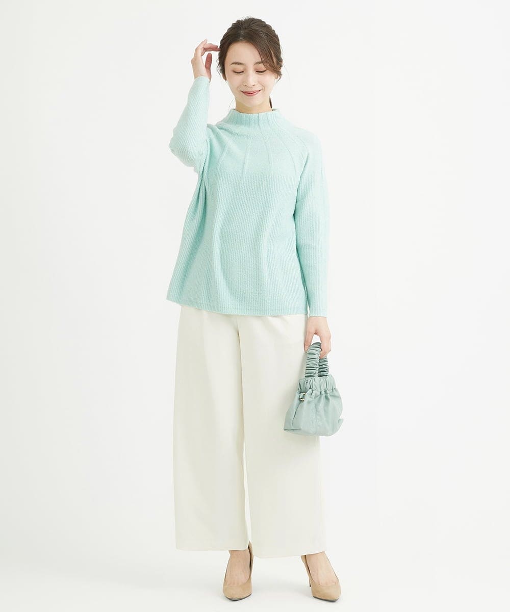 F1LAV50150 MK MICHEL KLEIN(小さいサイズ)(メゾン ドゥ サンク) 【小さいサイズ】ウール調ストレートワイドパンツ/洗える ホワイト